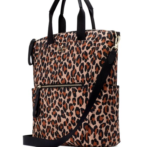 New Kate Spade Chelsea Spotted Leopard Large Convertible Backpack Brown Multi - Picture 2 of 6